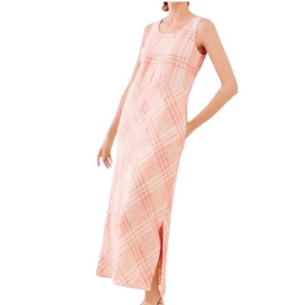 J. Jill Love Linen Plaid Sleeveless Maxi Dress with pockets